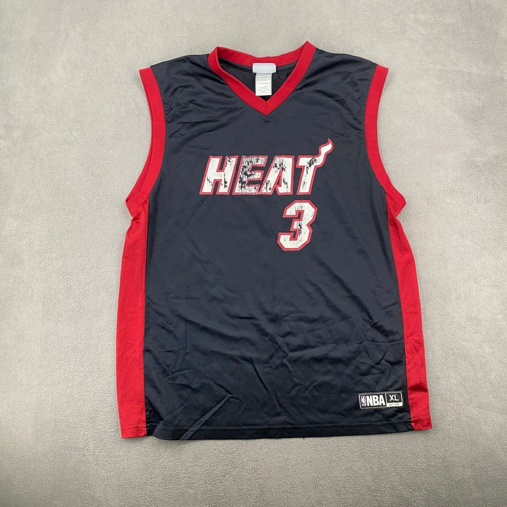 NBA Miami Heat Dwyane Wade 3 Basketball Jersey Black Red XL Mesh Sleeveless